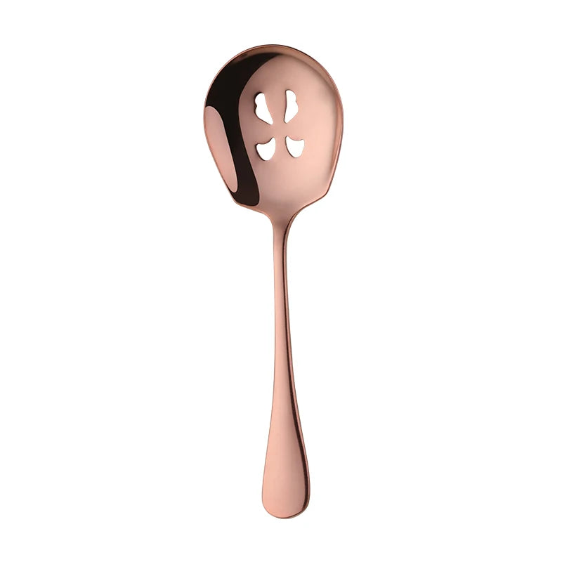 High Quality Colorful Slotted Service Spoons Set Stainless Steel Large Serving Spoon For Buffet Restaurant