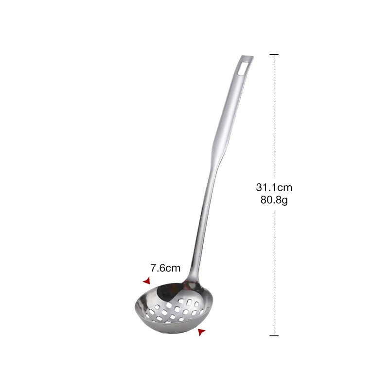 Metal Soup Ladle, 18/8 Stainless Steel Ladle Spoon And Strainer Scoop Set With Holes, Cooking Utensil For Kitchen