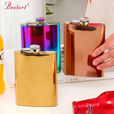 8oz Gold Hip Flask Custom Stainless Steel Liquor Whiskey Alcohol Portable Macallan Hip Flask