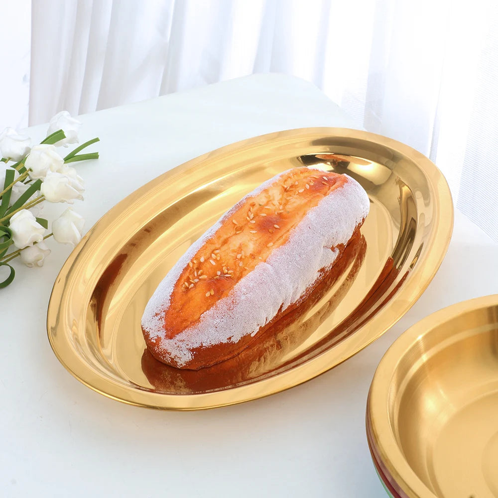 Wholesale Hotel Restaurant Plate Stainless Steel Vegetables Fruits Seafood Fish Plate