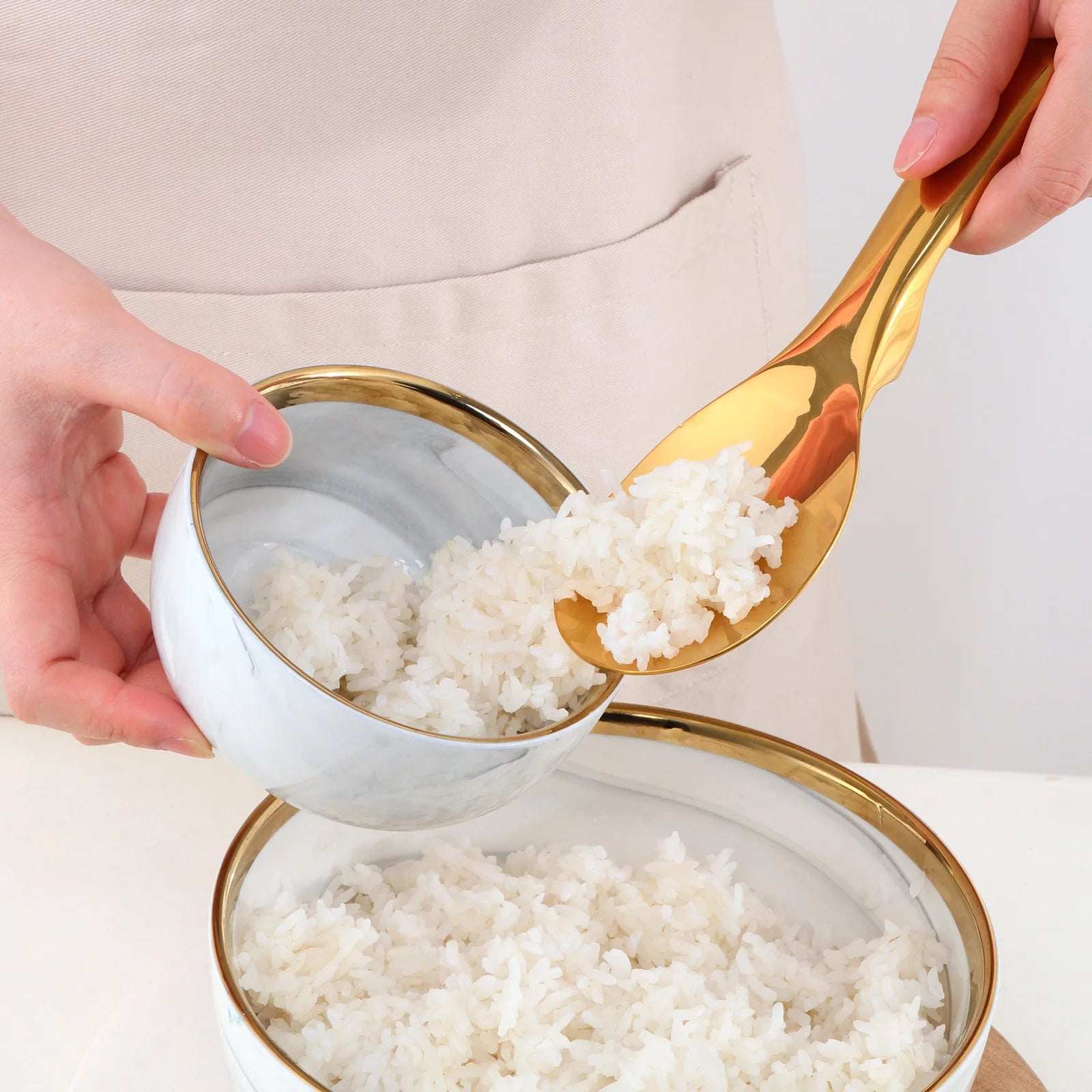 Metal Stainless Steel Ladle Rice Serving Chinese Stainless Steel Soup Spoon Rice Soup Serving Deep Spoon