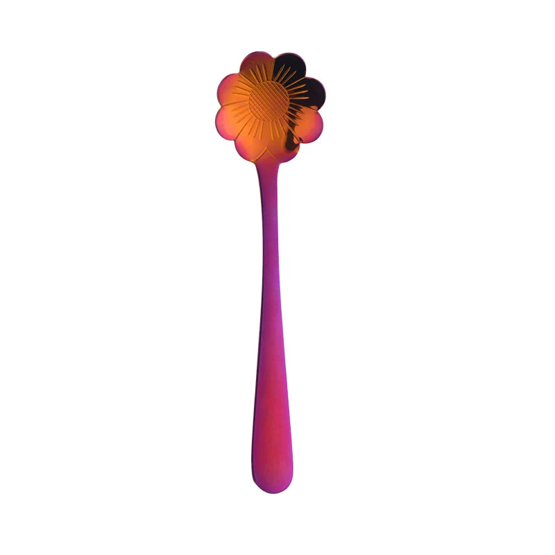 Buyer Star wholesale bulk Mirror throwing flower long spoon gold set stainless flatware coffee spoon