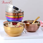 Tableware Insulated Double Walled Polished Rose Gold 304 Stainless Steel Round Rice Bowls
