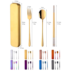 ODM/OEM Hot Sale Stainless Steel 304 Fork Titanium Chopsticks Spoon Portable Camping Cutlery Set