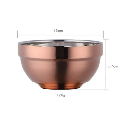 Tableware Insulated Double Walled Polished Rose Gold 304 Stainless Steel Round Rice Bowls
