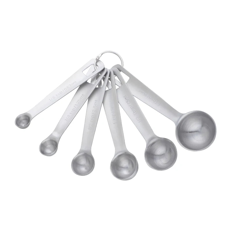 Set of 6 Mini Oval Shape Stainless Steel Measuring Spoons Set