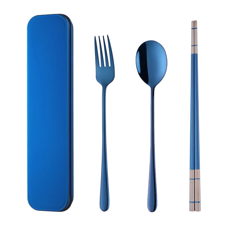 ODM/OEM Hot Sale Stainless Steel 304 Fork Titanium Chopsticks Spoon Portable Camping Cutlery Set