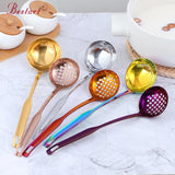 Metal Soup Ladle, 18/8 Stainless Steel Ladle Spoon And Strainer Scoop Set With Holes, Cooking Utensil For Kitchen