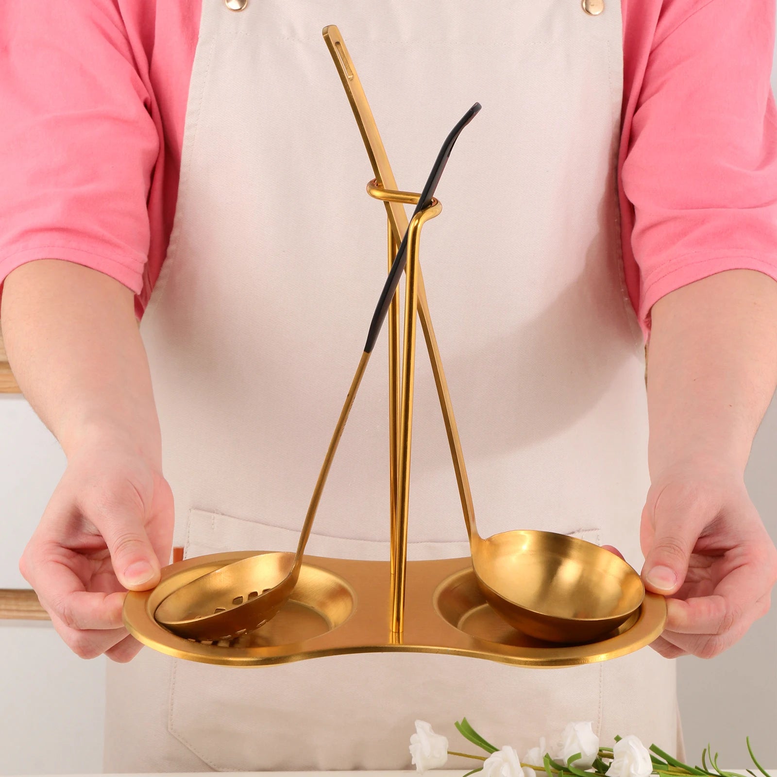 Stainless Steel Non-Magnetic Spoon Rack Soup Shell Rack Hot Pot Spoon Rack