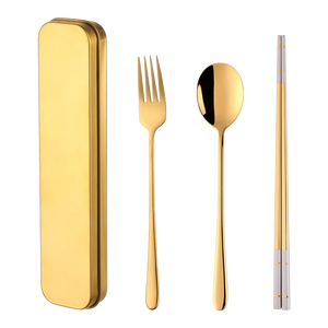 ODM/OEM Hot Sale Stainless Steel 304 Fork Titanium Chopsticks Spoon Portable Camping Cutlery Set