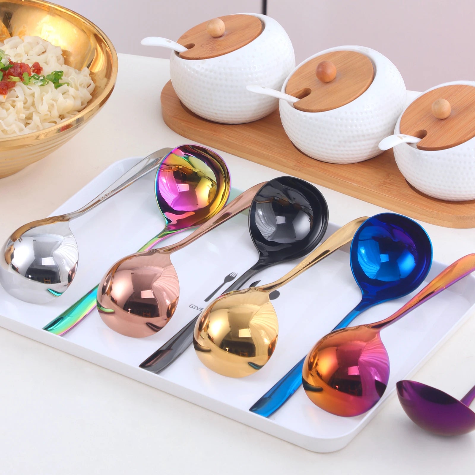 Kitchen Gadgets Sauce Soup Spoons Stainless Steel Soup Ladle Serving Spoons for Home and Kitchen