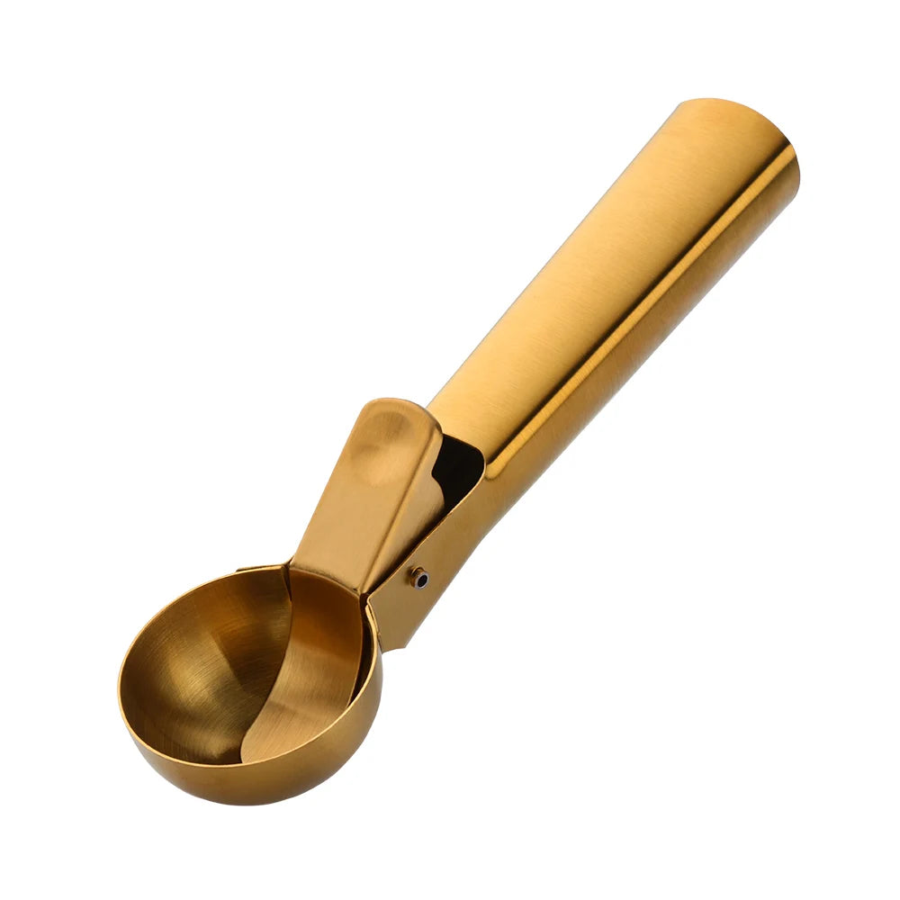 Wholesale Gold Ice Cream Spoon Stainless Steel Ice Cream Scoop with Trigger