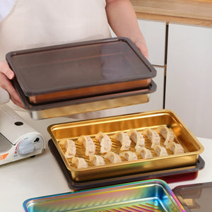 Stainless Steel Multi-functional Plate Food Container Preservation Box Microwave Crisper