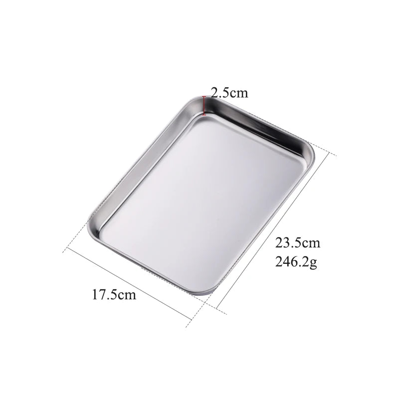Multi Function BBQ Baking Tray Wholesale Stainless Steel Food Grade Serving Tray Silver Metal Plate for Meat and Food