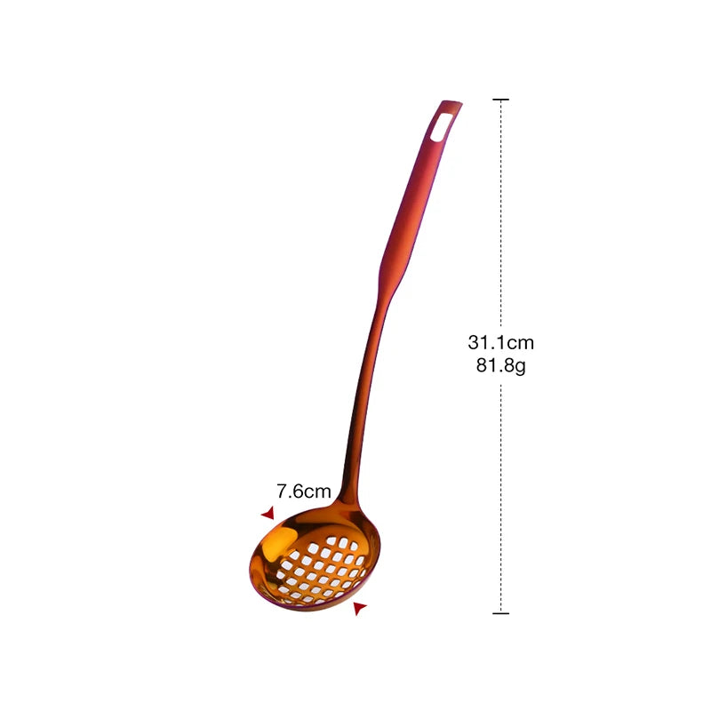 Metal Soup Ladle, 18/8 Stainless Steel Ladle Spoon And Strainer Scoop Set With Holes, Cooking Utensil For Kitchen