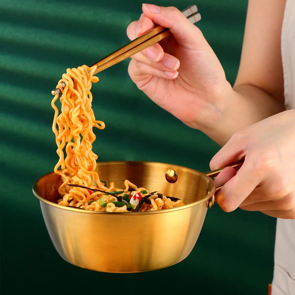 Multifunctional Korean Ramen wine stainless steel 304 18/10 Seasoning Mixing dish serving bowl with handle