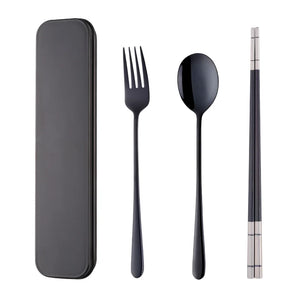 ODM/OEM Hot Sale Stainless Steel 304 Fork Titanium Chopsticks Spoon Portable Camping Cutlery Set