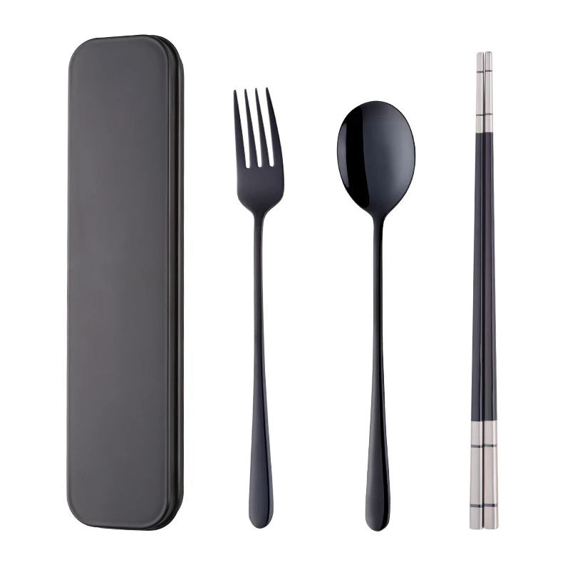 ODM/OEM Hot Sale Stainless Steel 304 Fork Titanium Chopsticks Spoon Portable Camping Cutlery Set