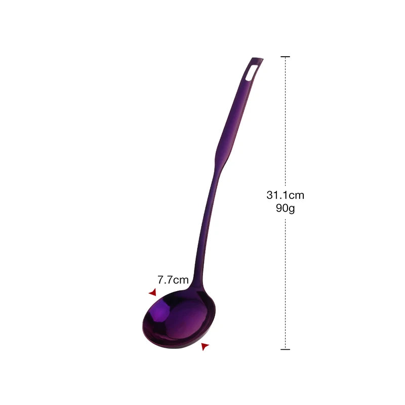 Metal Soup Ladle, 18/8 Stainless Steel Ladle Spoon And Strainer Scoop Set With Holes, Cooking Utensil For Kitchen