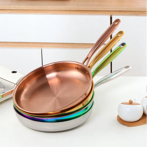 Professional Quality Custom Korean Kitchen 304Tryply Stainless Steel Non Stick Honeycomb Round Stir Frying Pan