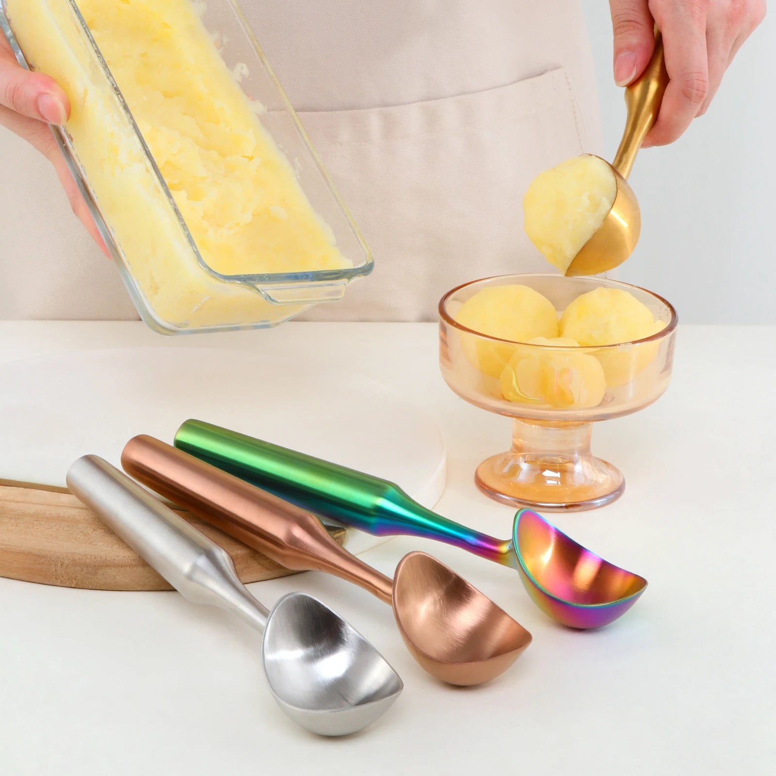 Professional Digger Spade Ball Maker Non-Slip Grip Stainless Steel Ice Cream Scoop Spoon