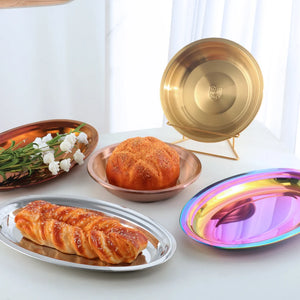 Wholesale Hotel Restaurant Plate Stainless Steel Vegetables Fruits Seafood Fish Plate