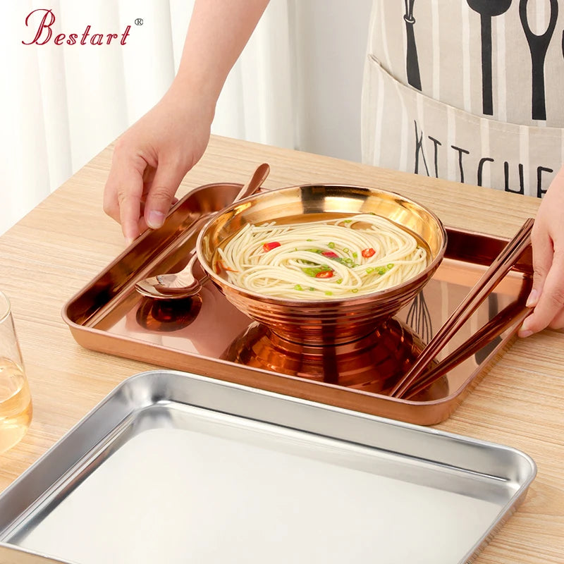 Multi Function BBQ Baking Tray Wholesale Stainless Steel Food Grade Serving Tray Silver Metal Plate for Meat and Food