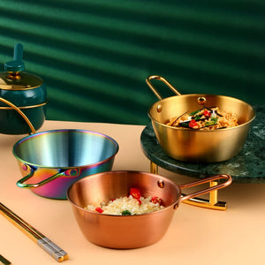 Multifunctional Korean Ramen wine stainless steel 304 18/10 Seasoning Mixing dish serving bowl with handle
