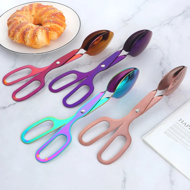 Kitchen Baking Tool Stainless Steel Food Tongs BBQ Tongs Metal Bread Tongs