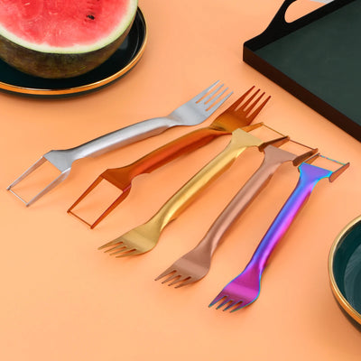 Creative Cartoon Animal Shape Fork and Spoon Set Stainless Steel Long Handle Spoon Fork