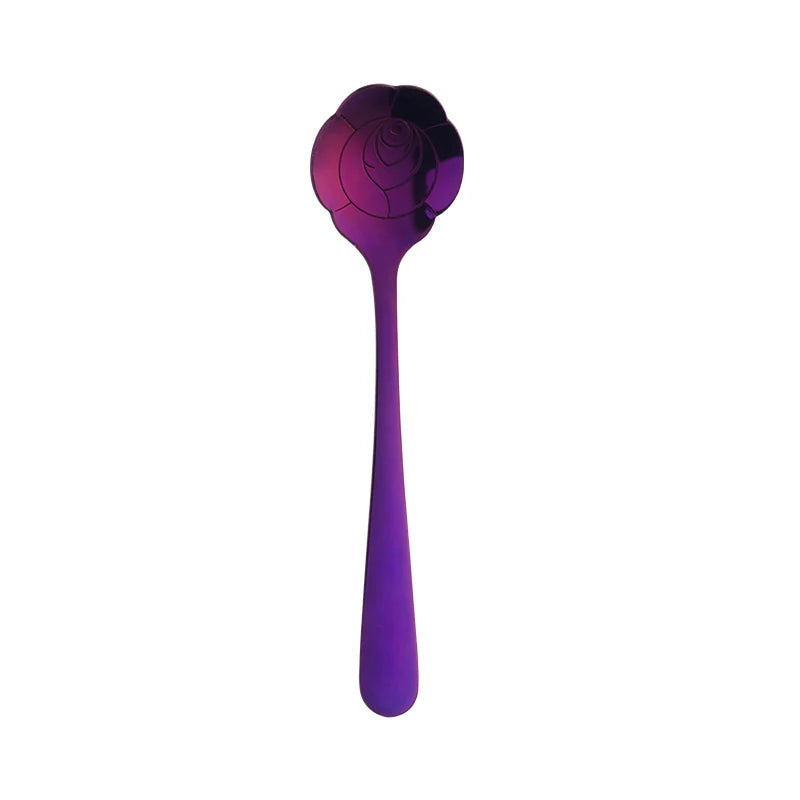 Buyer Star wholesale bulk Mirror throwing flower long spoon gold set stainless flatware coffee spoon