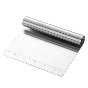 Multi-purpose Kitchen Bakeware Tool Stainless Steel Pizza Pastry Cutter with Measuring Scale Metal Dough Scraper Cutter
