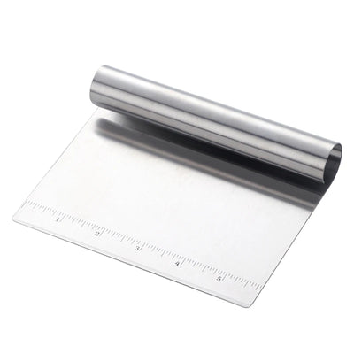 Multi-purpose Kitchen Bakeware Tool Stainless Steel Pizza Pastry Cutter with Measuring Scale Metal Dough Scraper Cutter