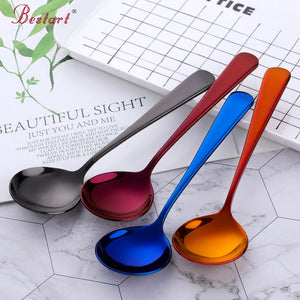Coffee Dessert Rice Ice Cream Stainless Steel Colorful Honey Round Gold Spoon With Custom Logo