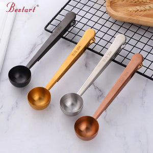 Cooking Tools Stainless Steel Metal Coffee Measuring Spoon Scoop With Bag Clip