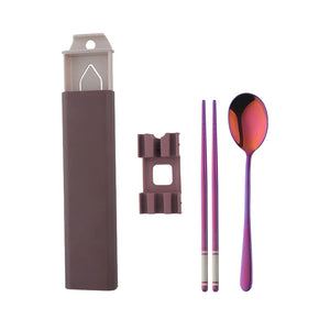 Wholesale Latest Design Cutlery Picnic Portable Camping Spoon Chopsticks Set  Modern Gold Stainless Steel Flatware Set with Box