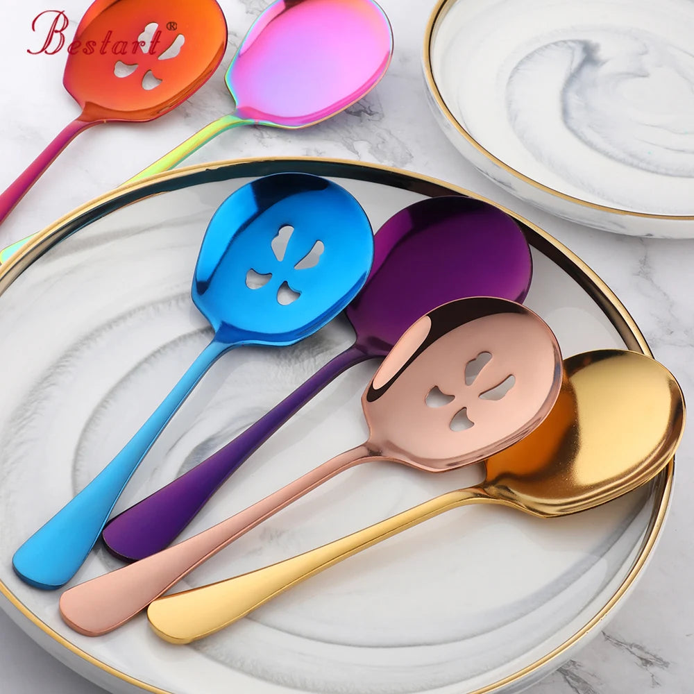 BUYERSTAR High quality big spoon Stainless Steel Flatware slotted public spoon
