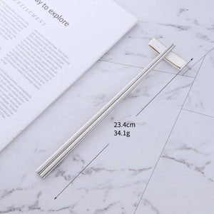 Best Selling Products Non-slip Square Shape Chinese Metal Stainless Steel Logo Custom Chopsticks