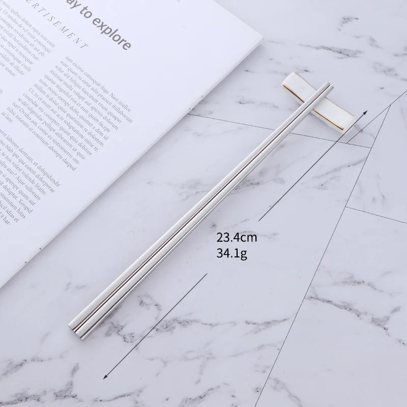 Best Selling Products Non-slip Square Shape Chinese Metal Stainless Steel Logo Custom Chopsticks