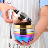 Tableware Insulated Double Walled Polished Rose Gold 304 Stainless Steel Round Rice Bowls