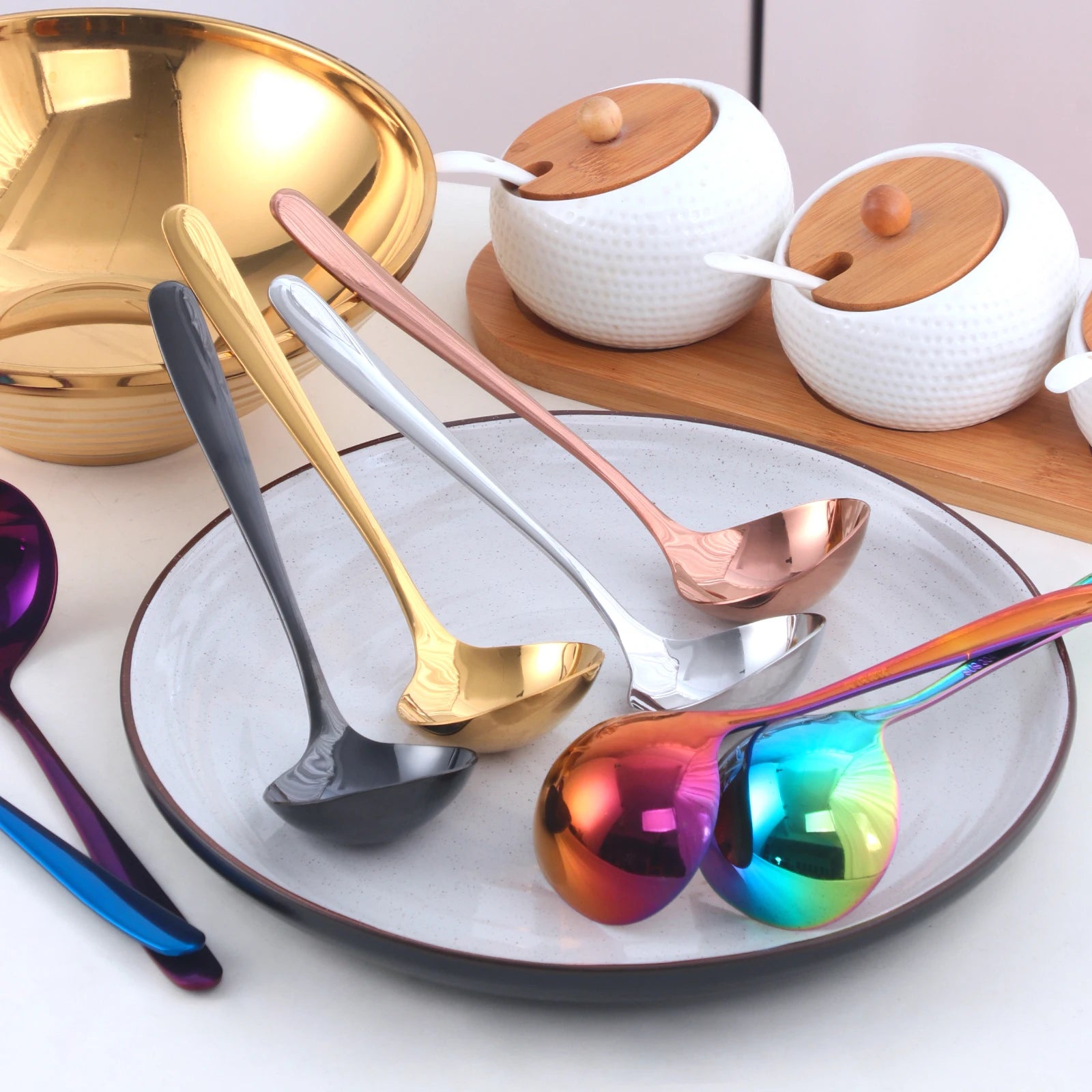 Kitchen Gadgets Sauce Soup Spoons Stainless Steel Soup Ladle Serving Spoons for Home and Kitchen