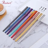 Best Selling Products Non-slip Square Shape Chinese Metal Stainless Steel Logo Custom Chopsticks