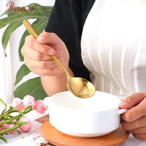 ODM/OEM Popular Custom Mini Long Handled Stainless Steel Rose Gold Coffee Spoon Metal Dessert Tea Spoon