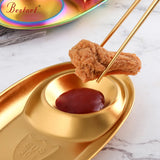 Stainless Steel Dinner Plates Restaurant Gold Serving Tray Round Dessert Cake Snack Dish Silver Storage Plate for Wedding Party
