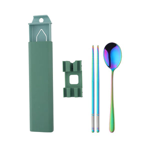 Wholesale Latest Design Cutlery Picnic Portable Camping Spoon Chopsticks Set  Modern Gold Stainless Steel Flatware Set with Box