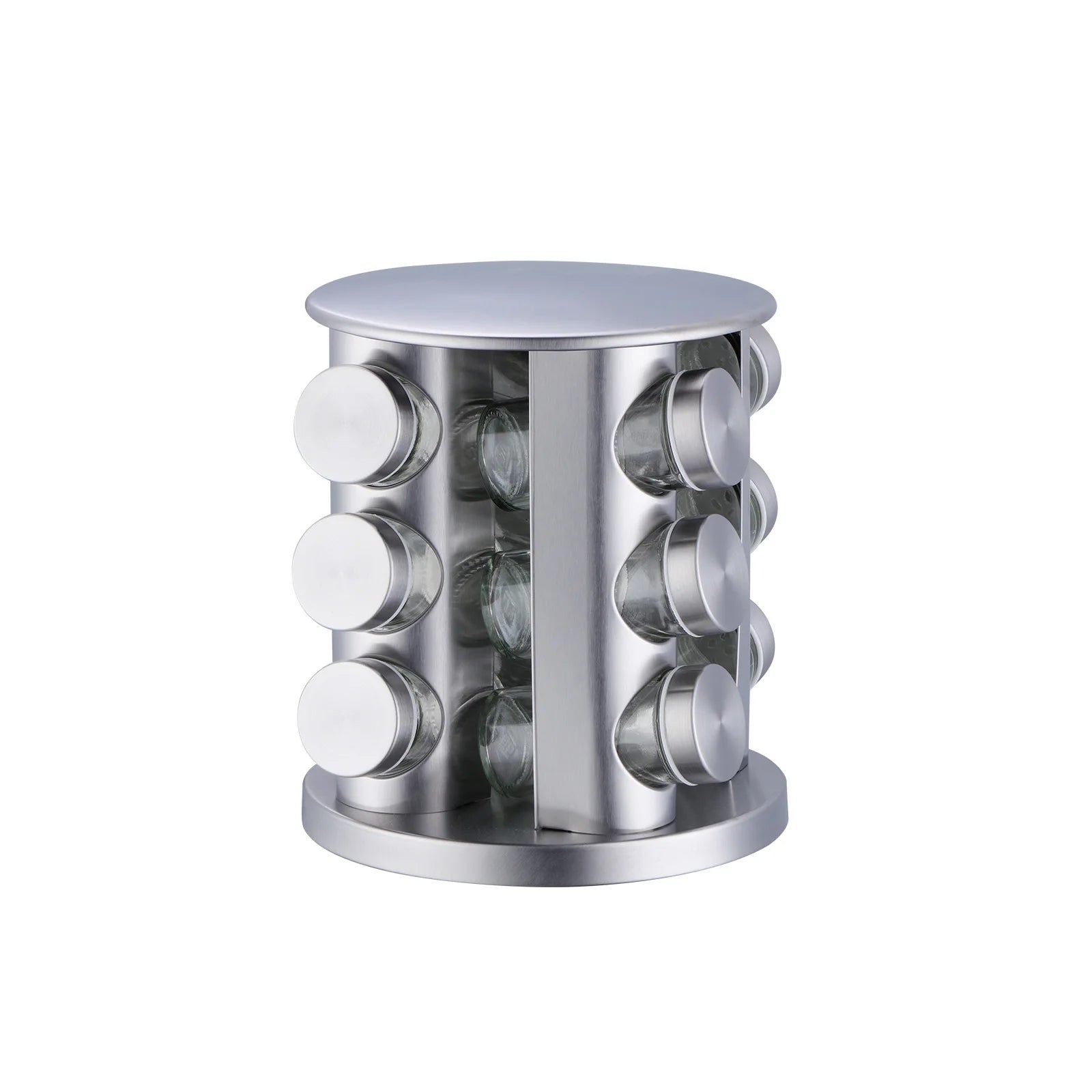 Factory Wholesale Square Spice Rack Set of 12 16 Spice Jars Seasoning Storage Organization Stainless Steel Revolving Spice Tower