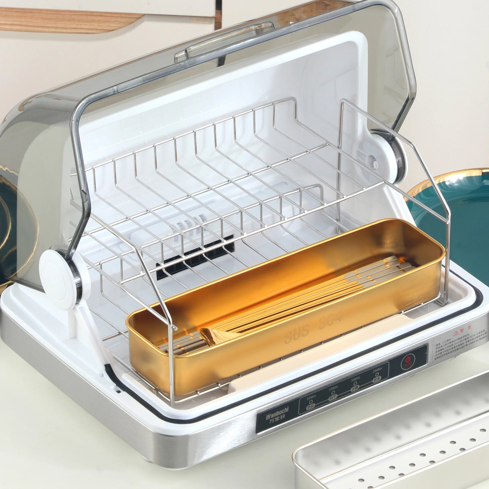 SS 304 Gold Plated Stainless Steel Flatware Chopsticks Spoon Box