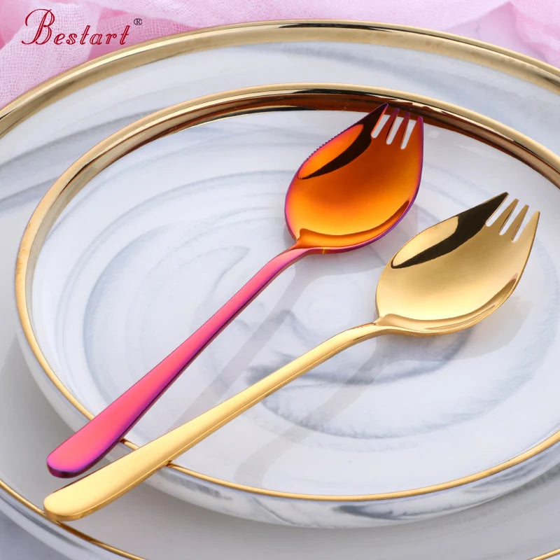 New Product Integrated Spork Forks Stainless Steel Spoon with Fork Teeth