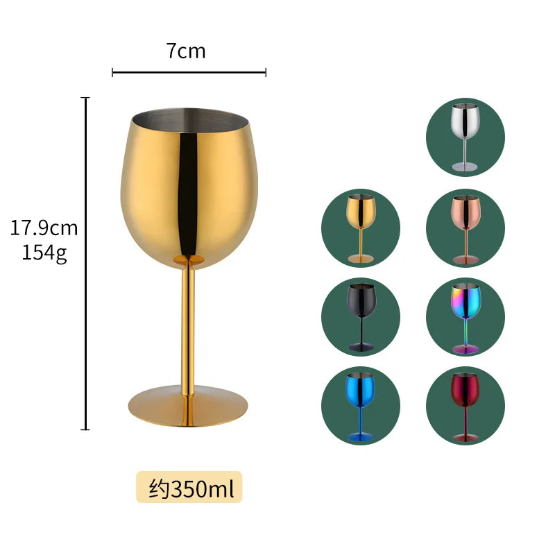 Popular Cup Metal Wine Mugs Stopper Drinking Custom Goblet 304 Stainless Steel Red Wine Glasses
