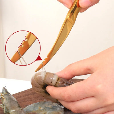 Kitchen Utensil Seafood Shell Prawn Curved Peeler Stainless Steel Shrimp Knife